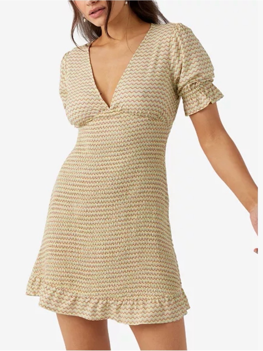 O'Neill Dalia Smocked V‑Neck Mini Dress